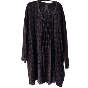 Johnny Was Purple Longsleeve Eyelet Dress Size 3X EUC